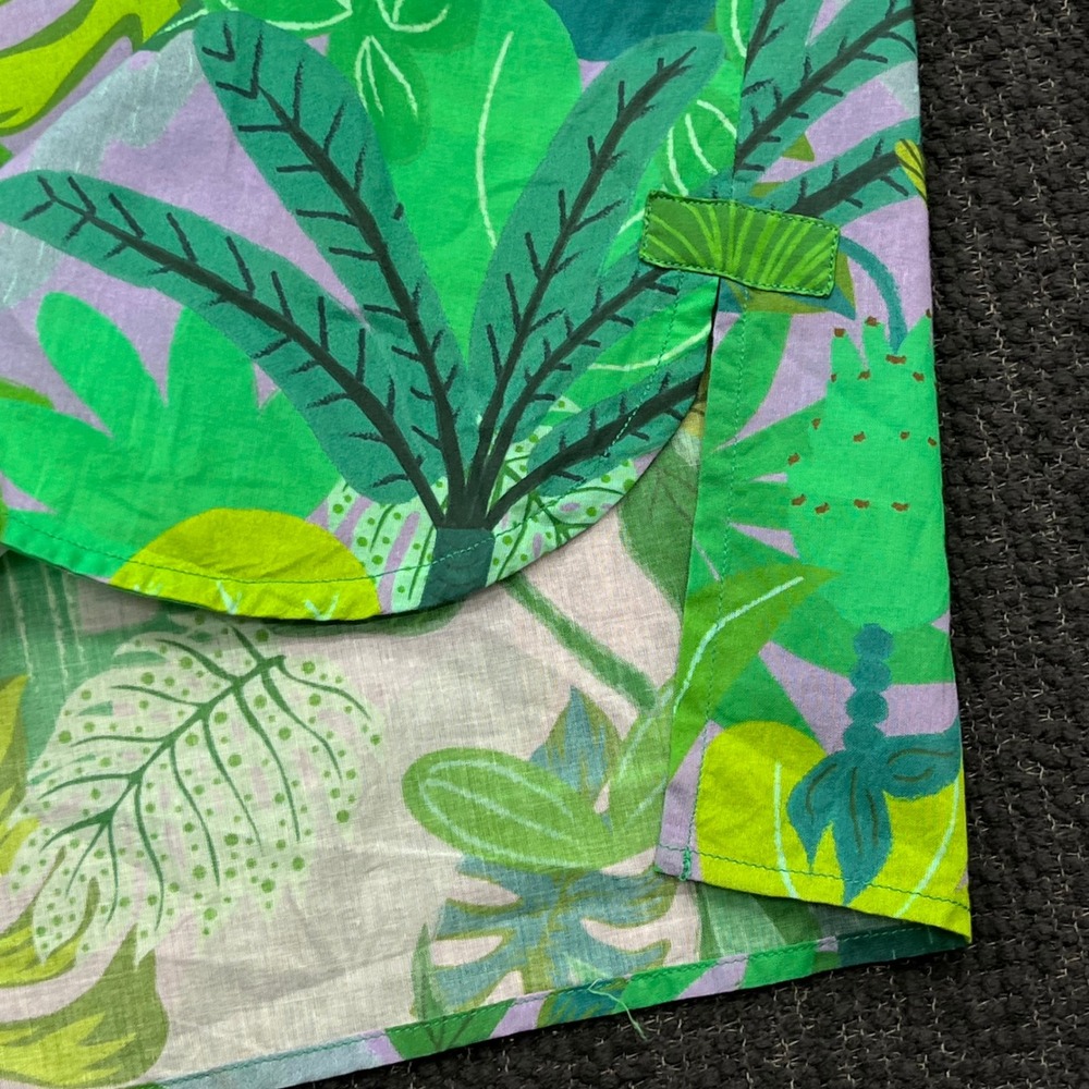 Vilagallo Tropical Jungle Print Cotton Button Up Shirt Green Purple Size 42 - Picture 5 of 8